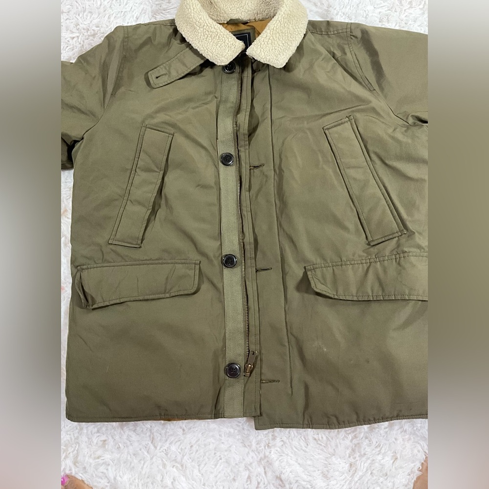 GAP Men Unisex Men.Women’s Olive Green Sherpa-Collar Jacket-XL